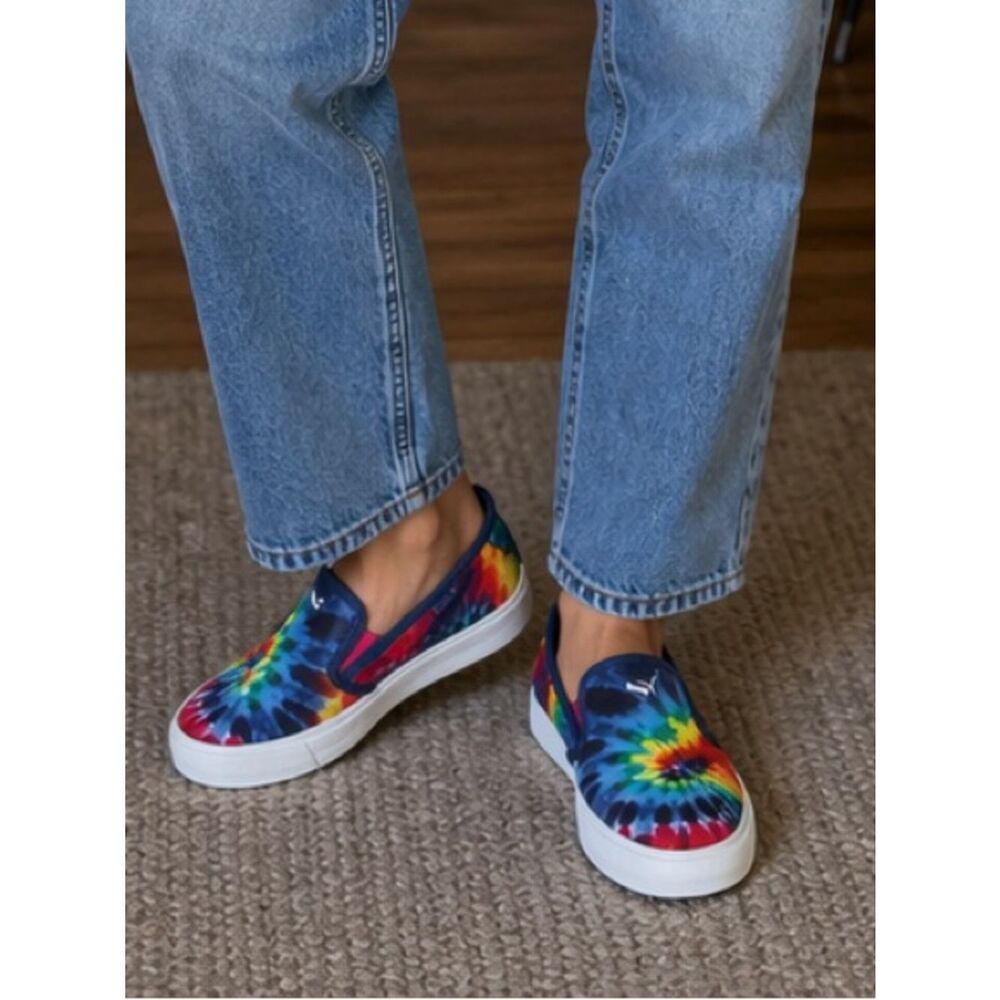 Puma Red and Blue Sneakers Tie Dye Canvas Slip-On